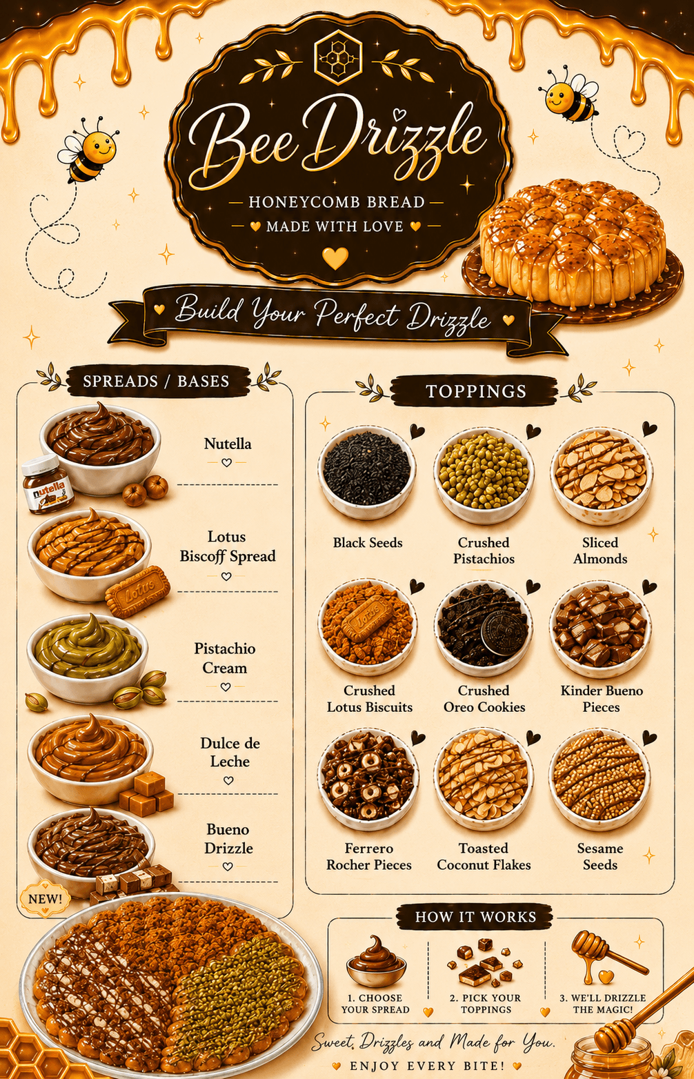 Bee Drizzle dessert selection